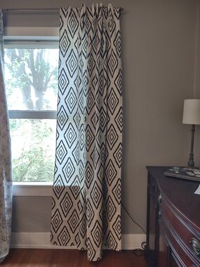 4 Black & White Cotton Curtain Panel